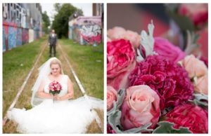 Bruidsboeket rozen en anjers roze